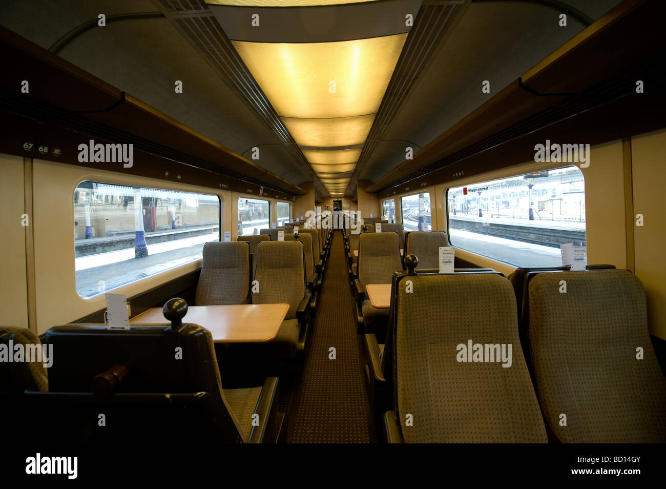 Innere des National Express Zug Wagen. Stockfoto