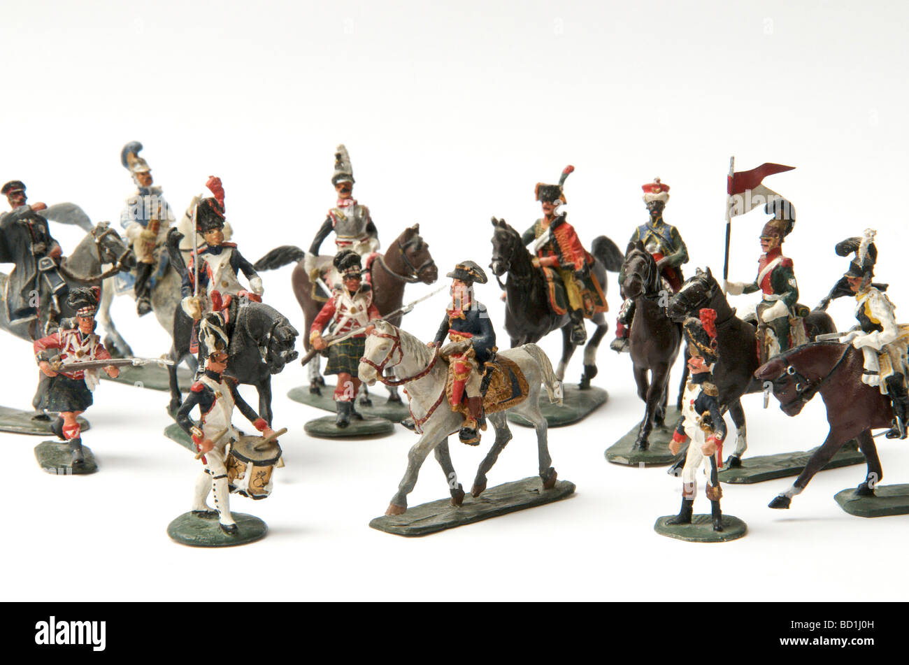 Soldaten des Ersten Reiches Napoleons nahmen an einer Demonstration der militärischen Formation Teil Stockfoto
