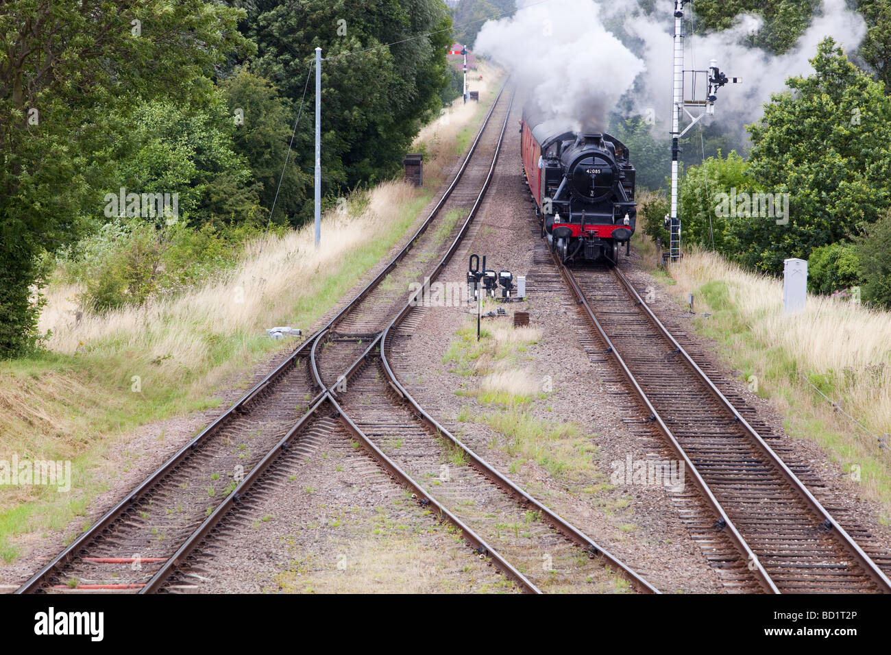 Ein Dampfzug auf den Quorn-Bahn in der Nähe von Loughborough Leicestershire UK Stockfoto