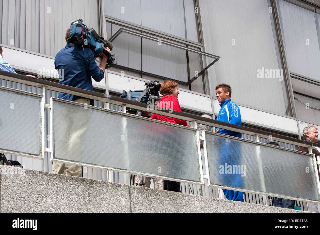 Tom Daley bürgerlichen Empfang und Parade. Plymouth, Devon. Im Südwesten. Fina World Champion Taucher. Olympische Taucher. BBC-interview Stockfoto