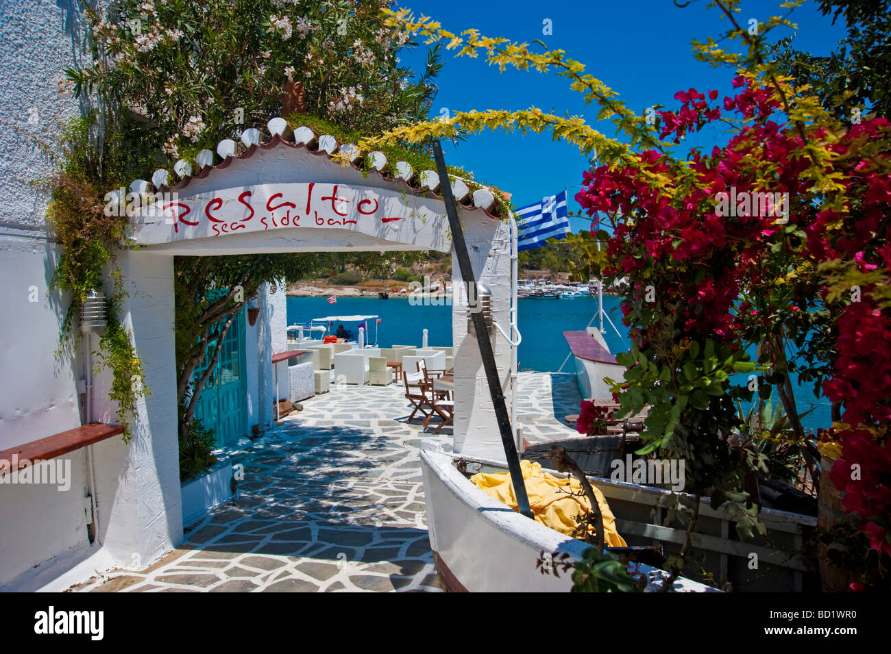 Resalto Meer bar Restaurant Spetses, Griechenland Stockfoto