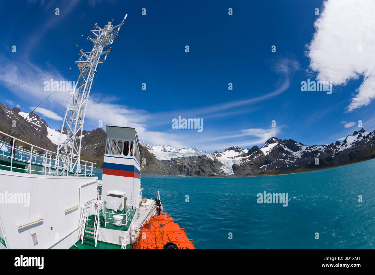 Akademik Sergey Vavilov Gold Harbour Südgeorgien Antarktis verlassen Stockfoto