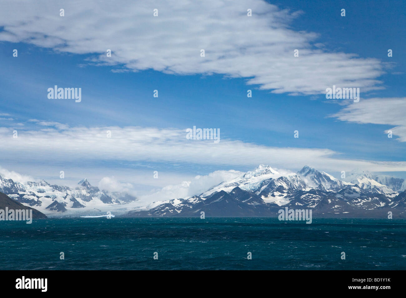 Berggipfel und Gletscher Südgeorgien Antarktis Stockfoto