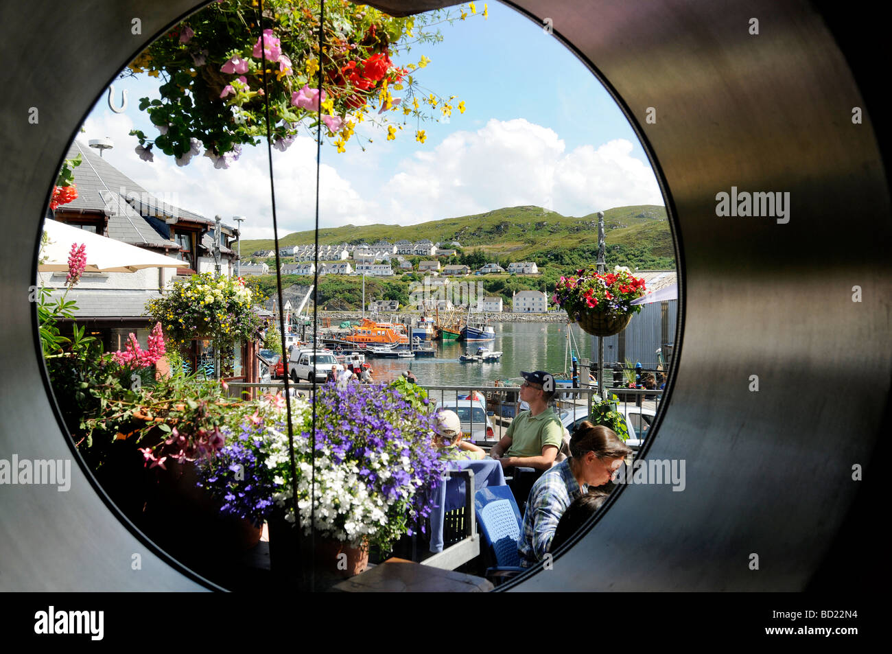 Restaurant in Mallaig nach The Jacobite Dampfzug Reise von Fort William nach Mallaig, Schottland. Von der Westküste Bahn laufen. Stockfoto