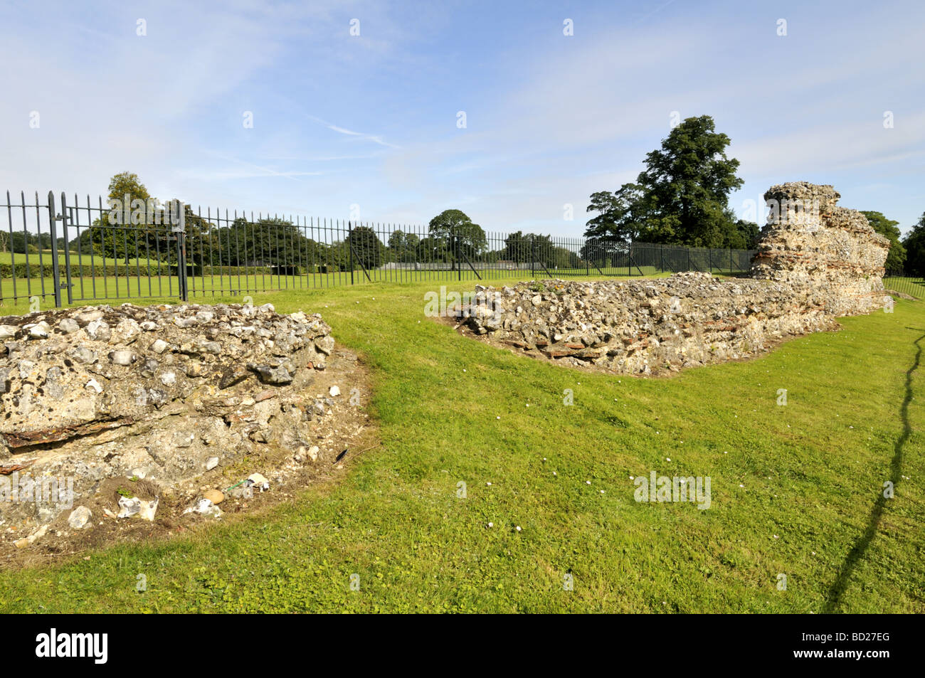 Römischen Stadtmauer in Verulamium Park St Albans Hertfordshire UK Stockfoto