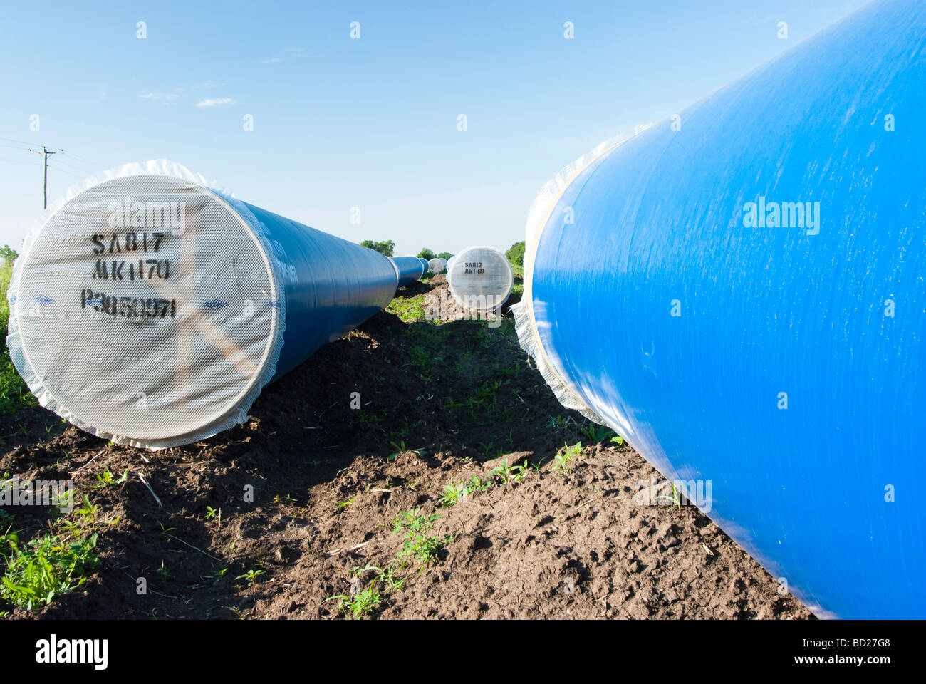 Wasserleitungen auf der Louis Clark regionale Wassersystem Pipeline-Baustelle in South Dakota Stockfoto