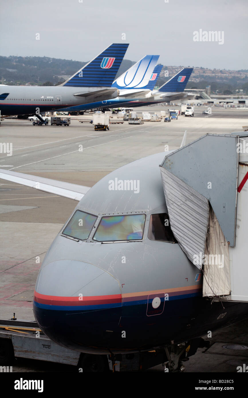 United Airlines Flugzeuge am Flughafen von San Francisco. Stockfoto