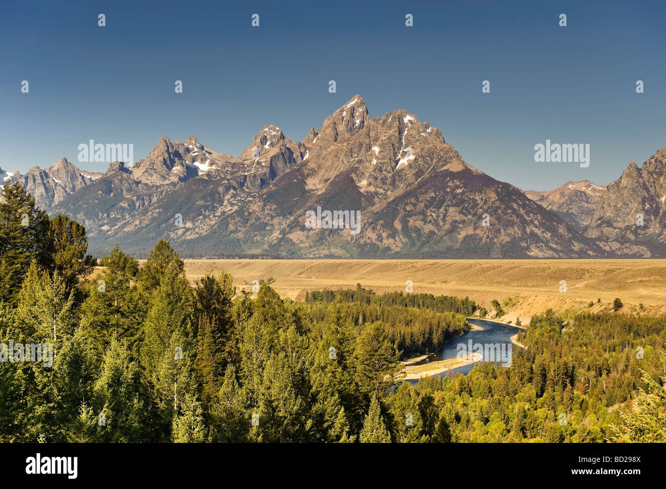 Snake River Overlook und Teton Mountain Range Grand Teton Nationalpark Wyoming USA Stockfoto