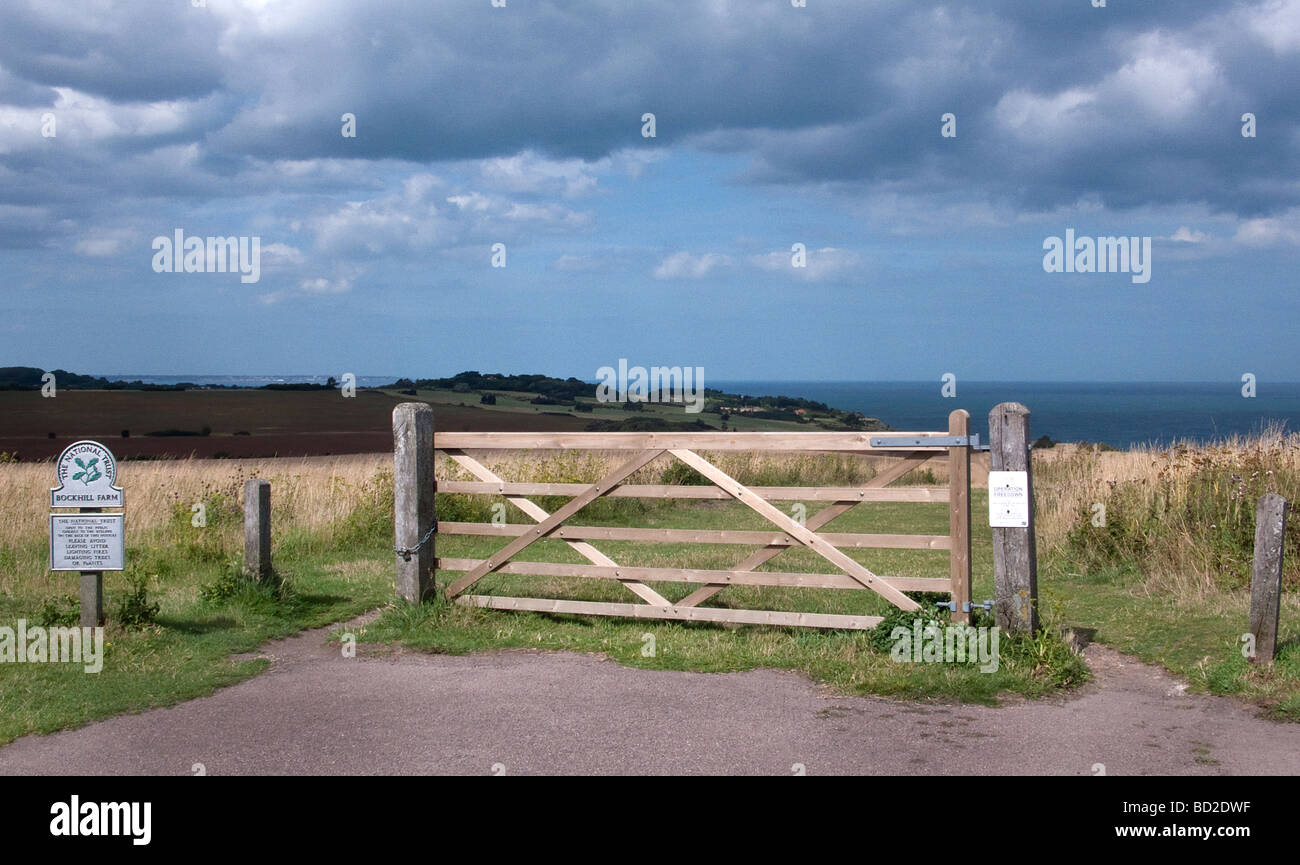 Brokhill Farm auf Spaziergang entlang des oberen Randes White Cliffs of Dover Kent UK Stockfoto
