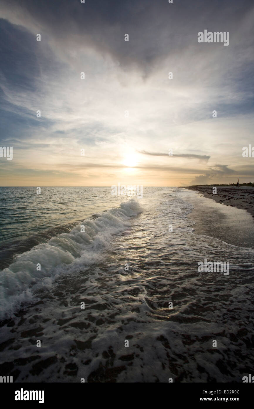 Sonnenuntergang am Strand von Bowmans - Sanibel Island, Florida Stockfoto
