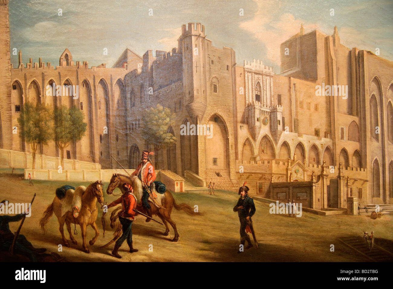 Historienmalerei Des Palais Des Papes Der Papstpalast In Avignon Provence Frankreich Europa Stockfotografie Alamy