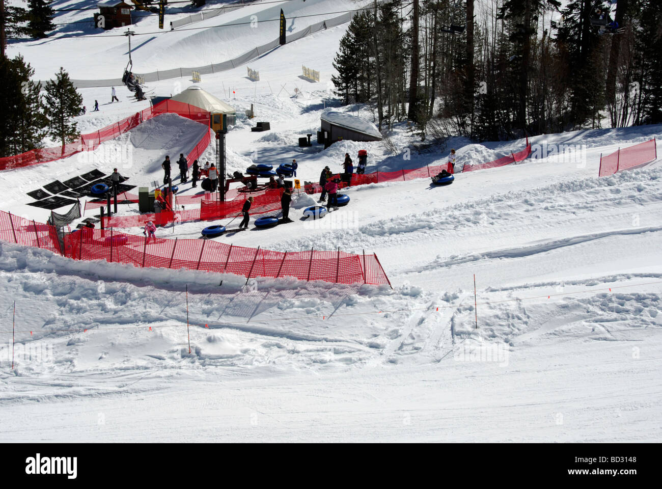 Snow Tubing Bereich Northstar at Tahoe Stockfoto
