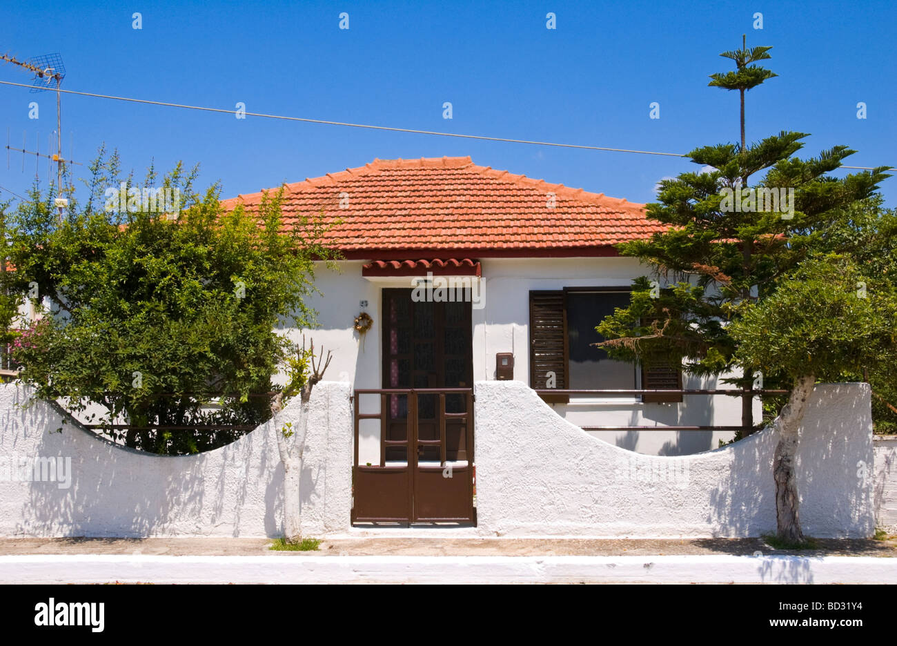 Typischen einstöckigen Haus in Sami auf der griechischen Insel Kefalonia Griechenland GR Stockfoto