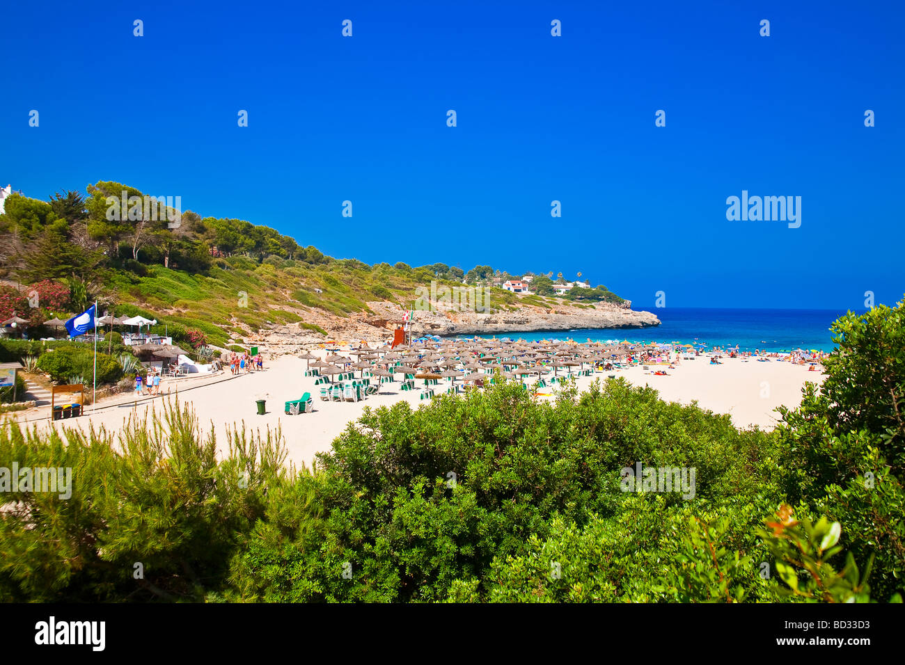 Strand Cala Mandia Mallorca Balearen Spanien Portocristo Novo Stockfoto