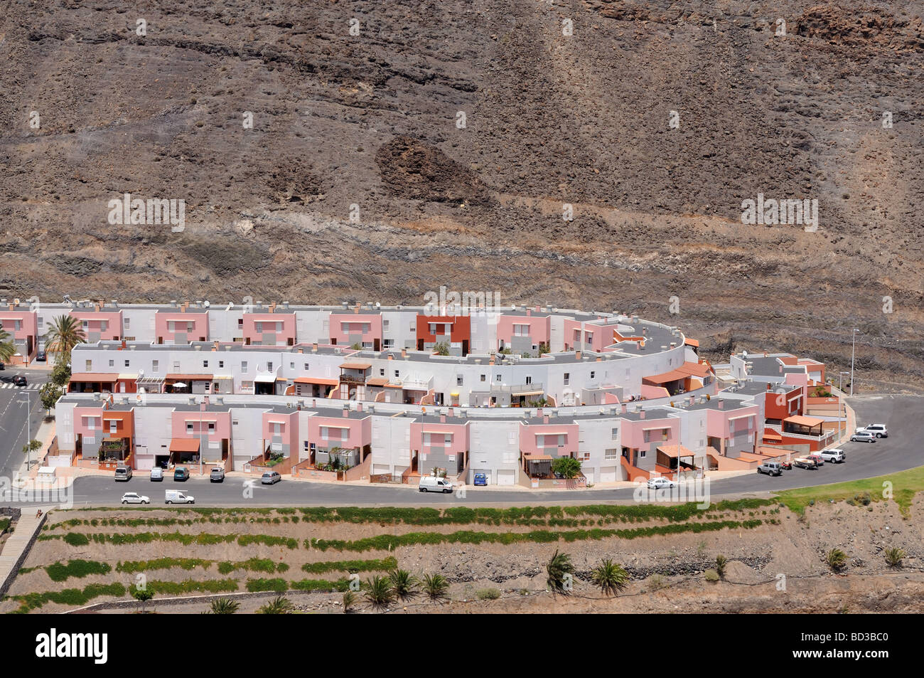Luftaufnahme von Neubauten. Morro Jable, Kanarischen Insel Fuerteventura, Spanien Stockfoto