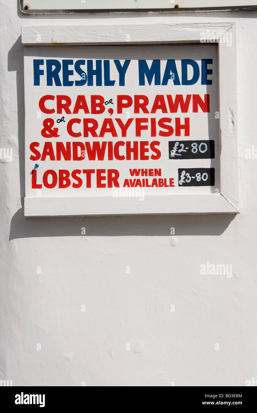 Frische Krabben, Garnelen und Krebse Sandwiches, sheringham, North Norfolk, England Stockfoto