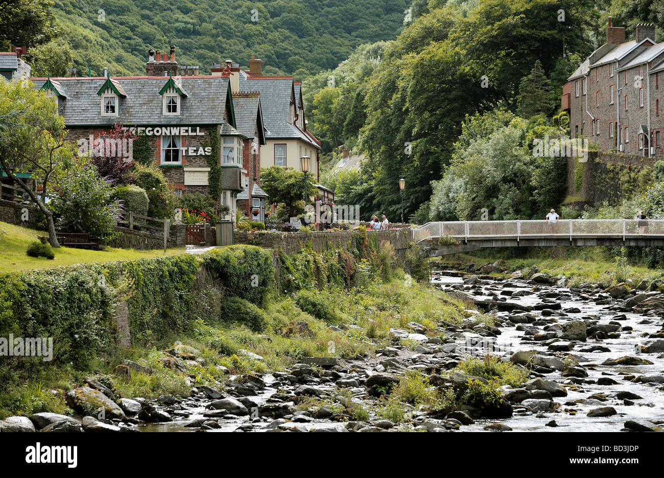 Teestube auf der East Lyn River in Lynmouth Devon Stockfoto