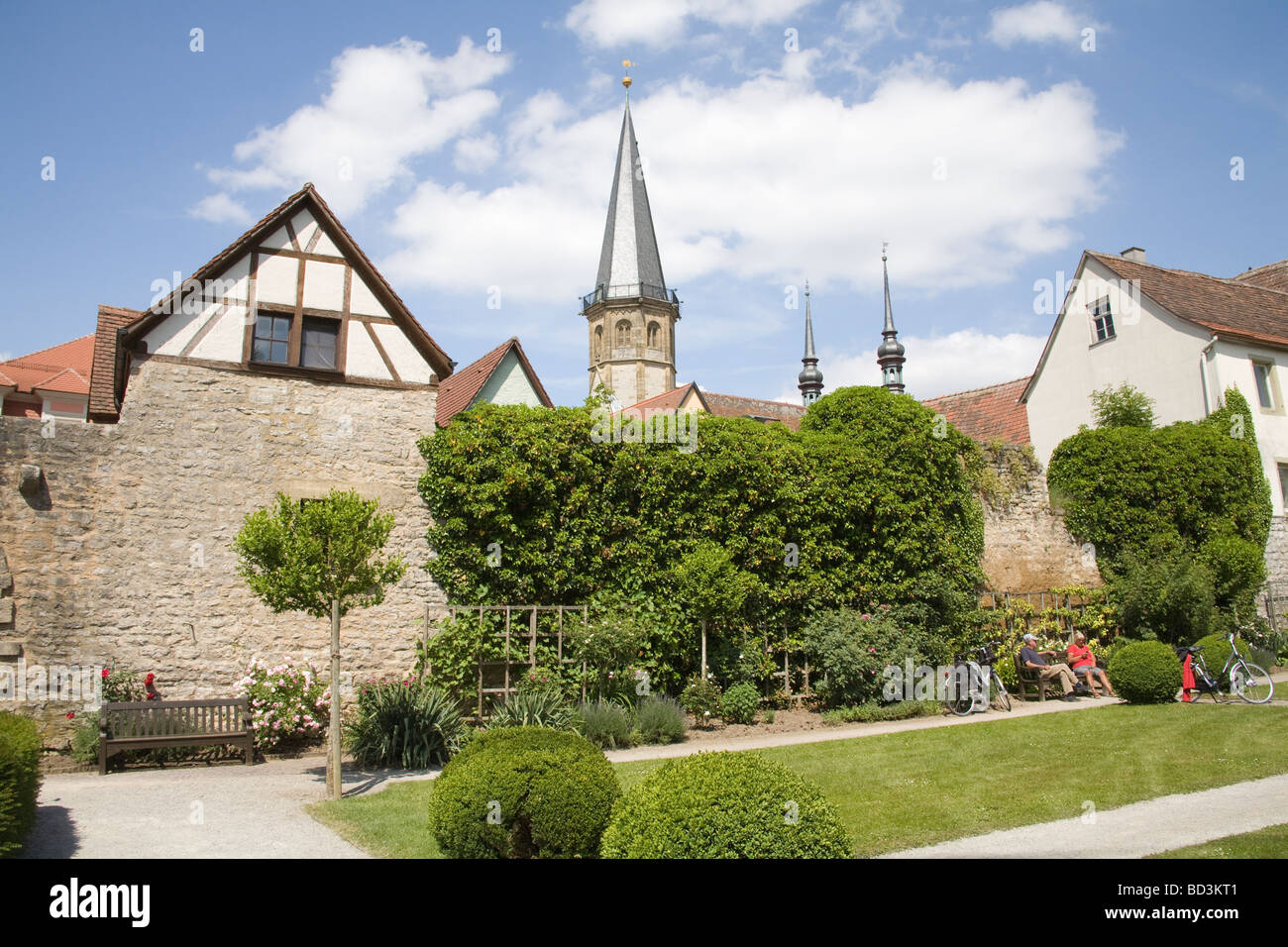 Weikersheim Baden-Württemberg Deutschland EU kleinen Park außerhalb der Stadtmauern Stockfoto