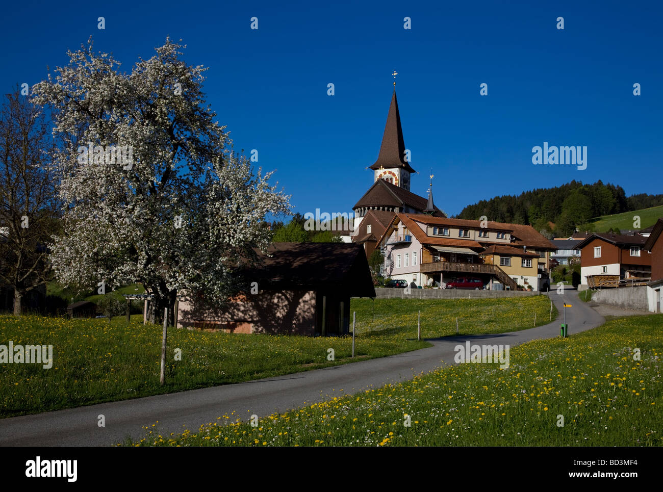 Haslen Appenzell Dorf mit malerischen Kirche Stockfoto