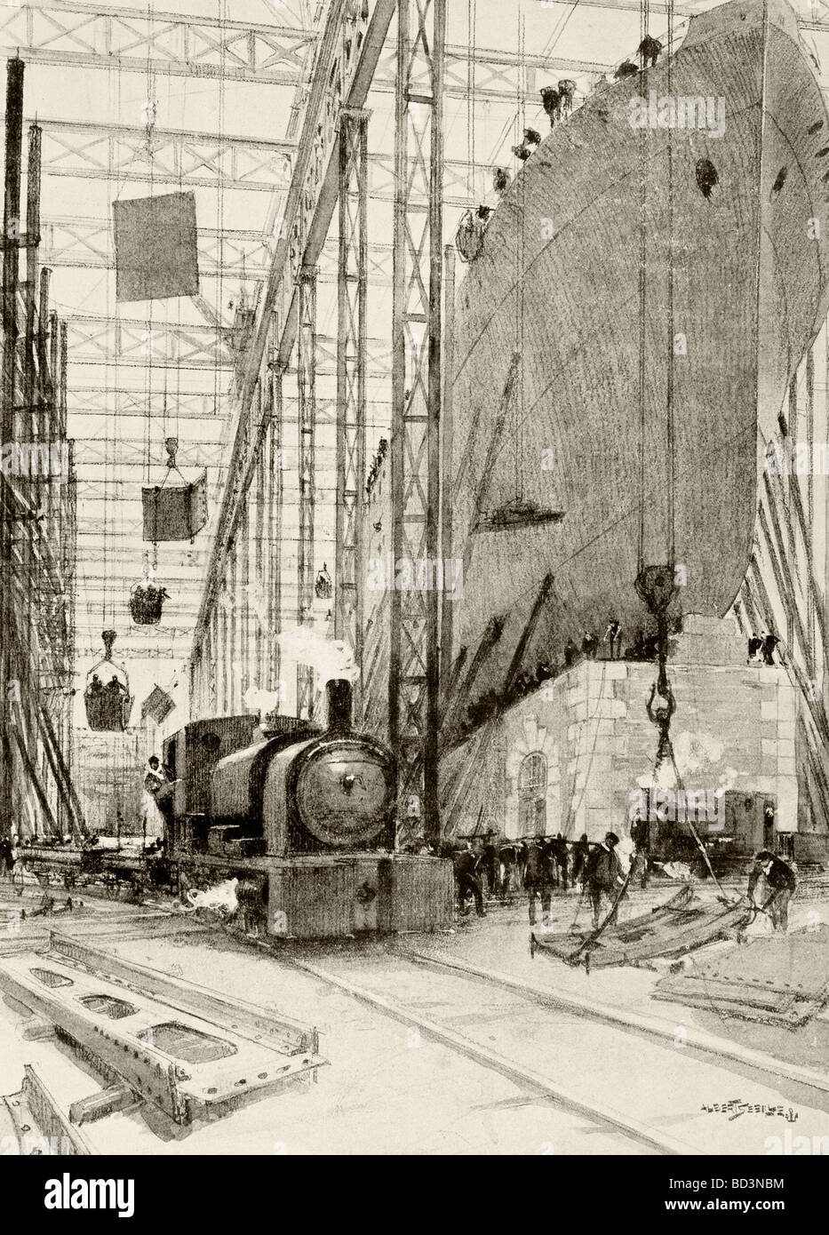 Aktivitäten in britischen Werft während des ersten Weltkrieges. Stockfoto