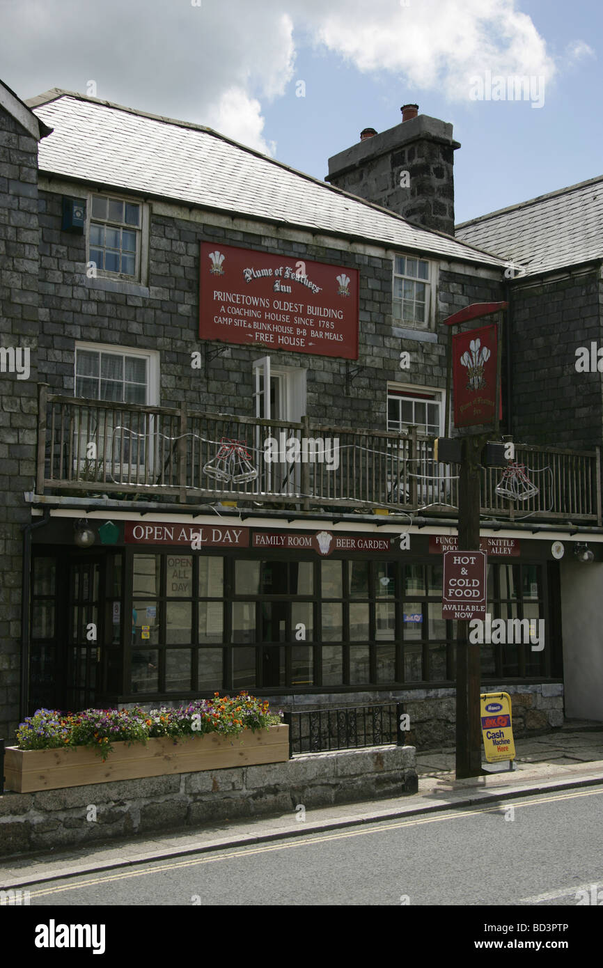 Dorf von Princetown, England. Die Plume Federn Inn hat den Ruf, das älteste Gebäude in Princetown. Stockfoto