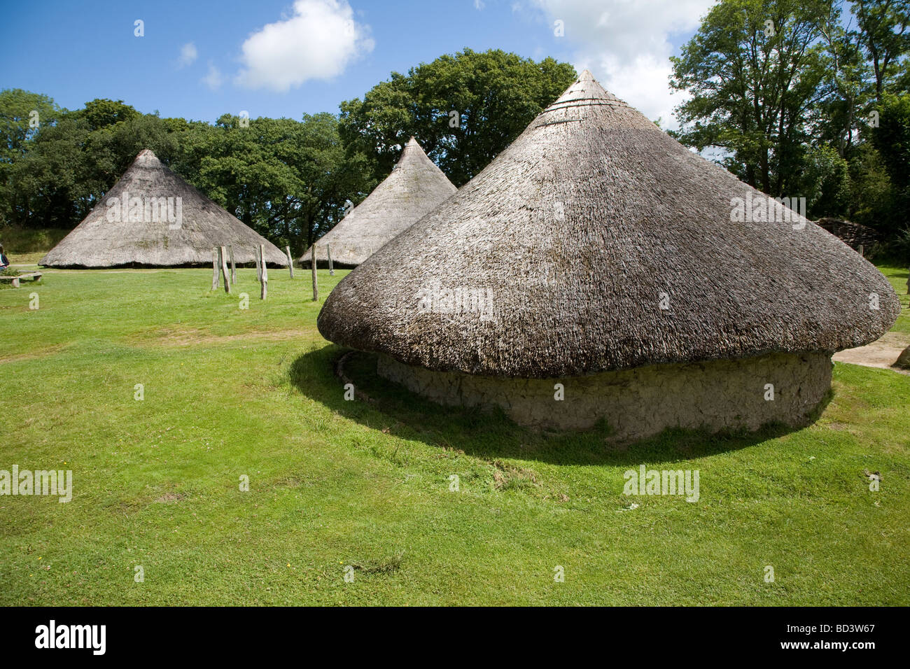 Castell Henllys Dorfhäuser Eisenzeit keltischen Pembrokeshire Wales Stockfoto