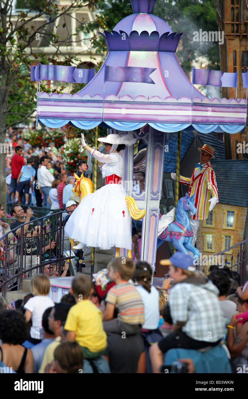 Mary Poppins-Zeichen in der einmal auf a Dream parade Disneyland Paris, Frankreich Stockfoto