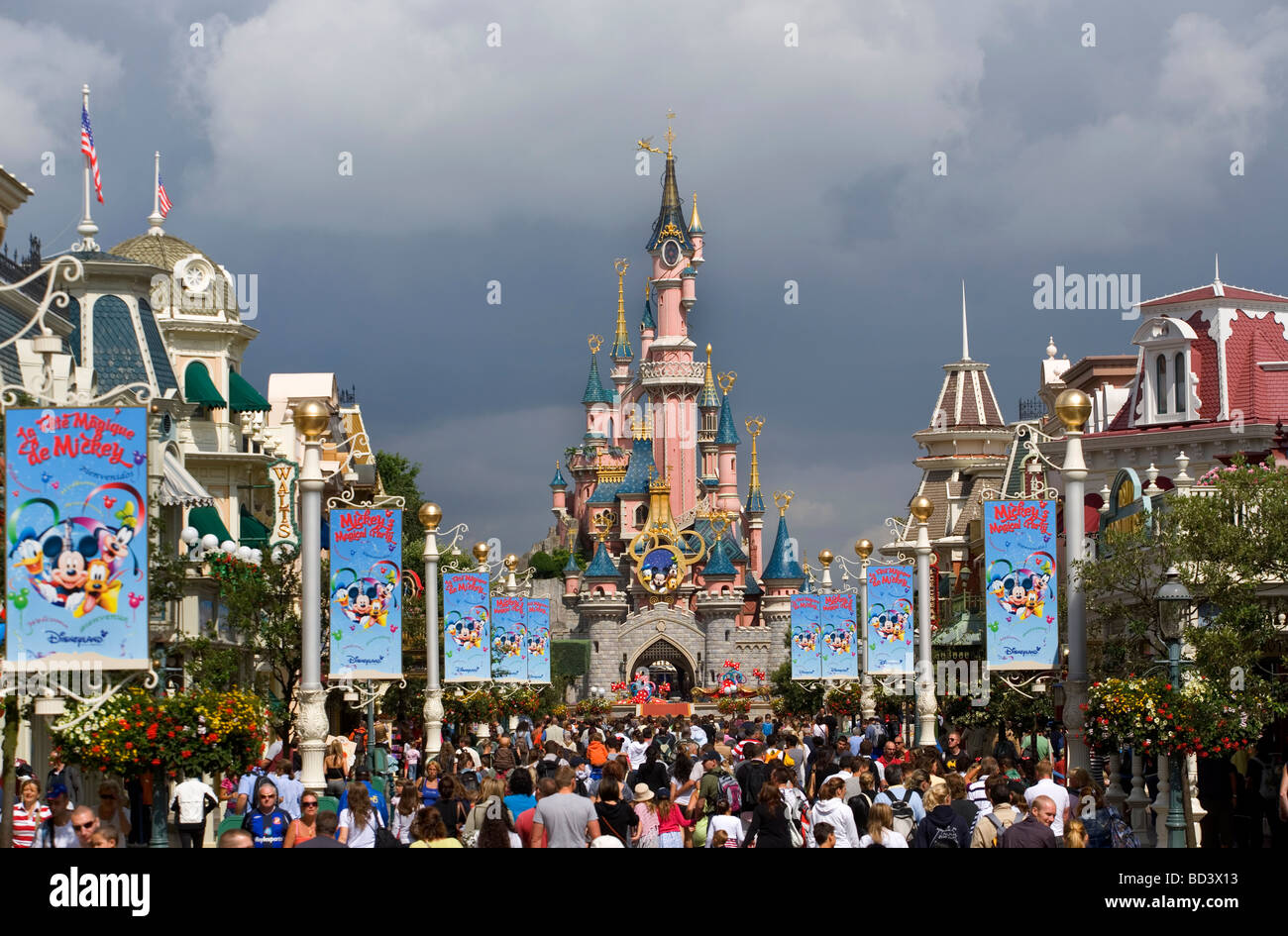 Maine Street, Disneyland Paris, Frankreich Stockfoto