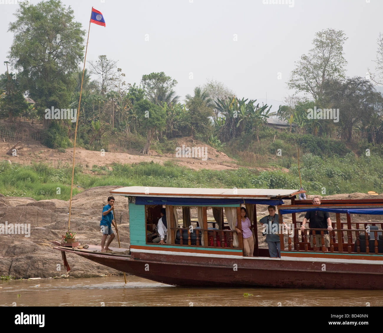 Langsamen Boot in Laos Stockfoto