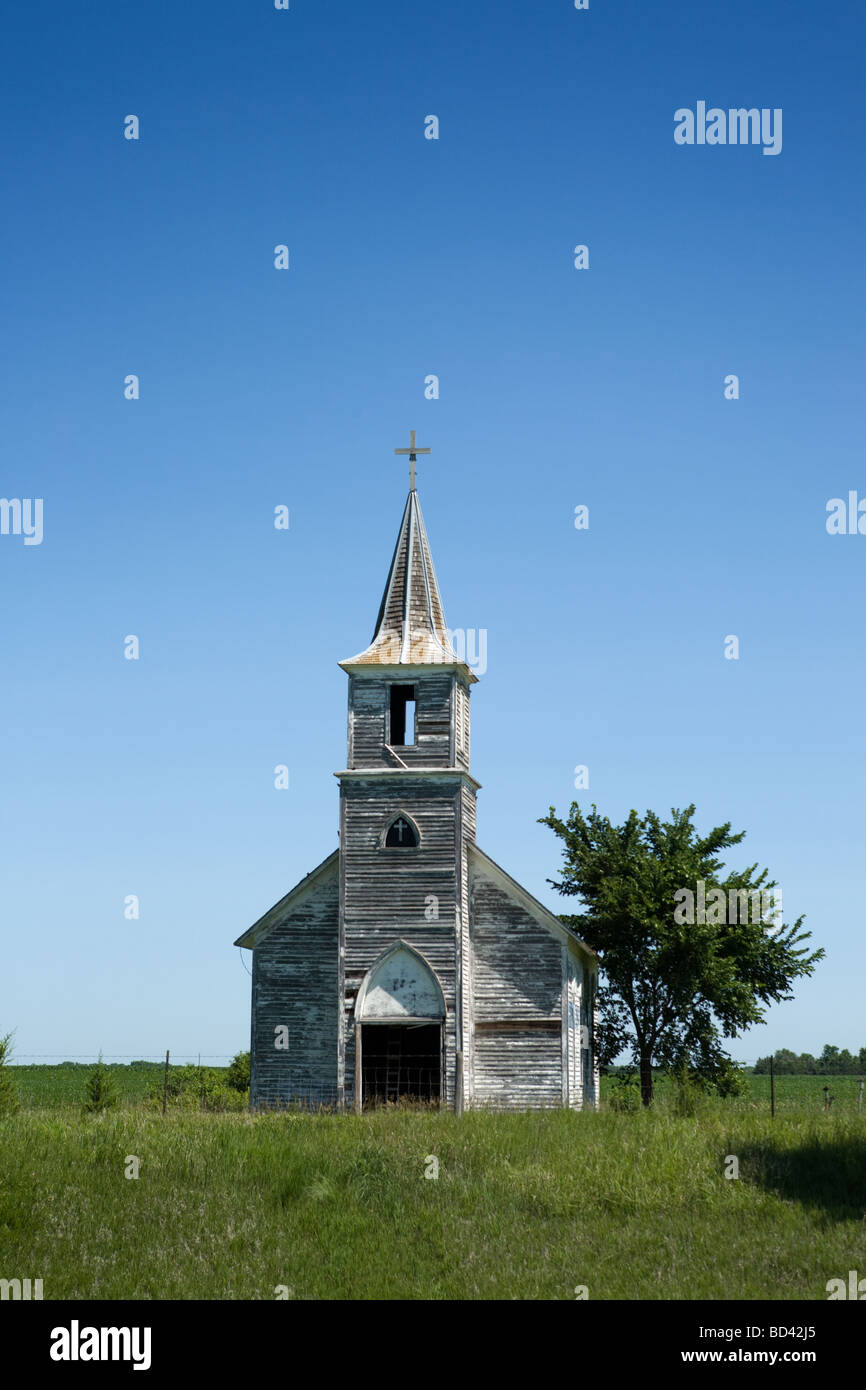 Verlassene Kirche im westlichen Nebraska Stockfoto