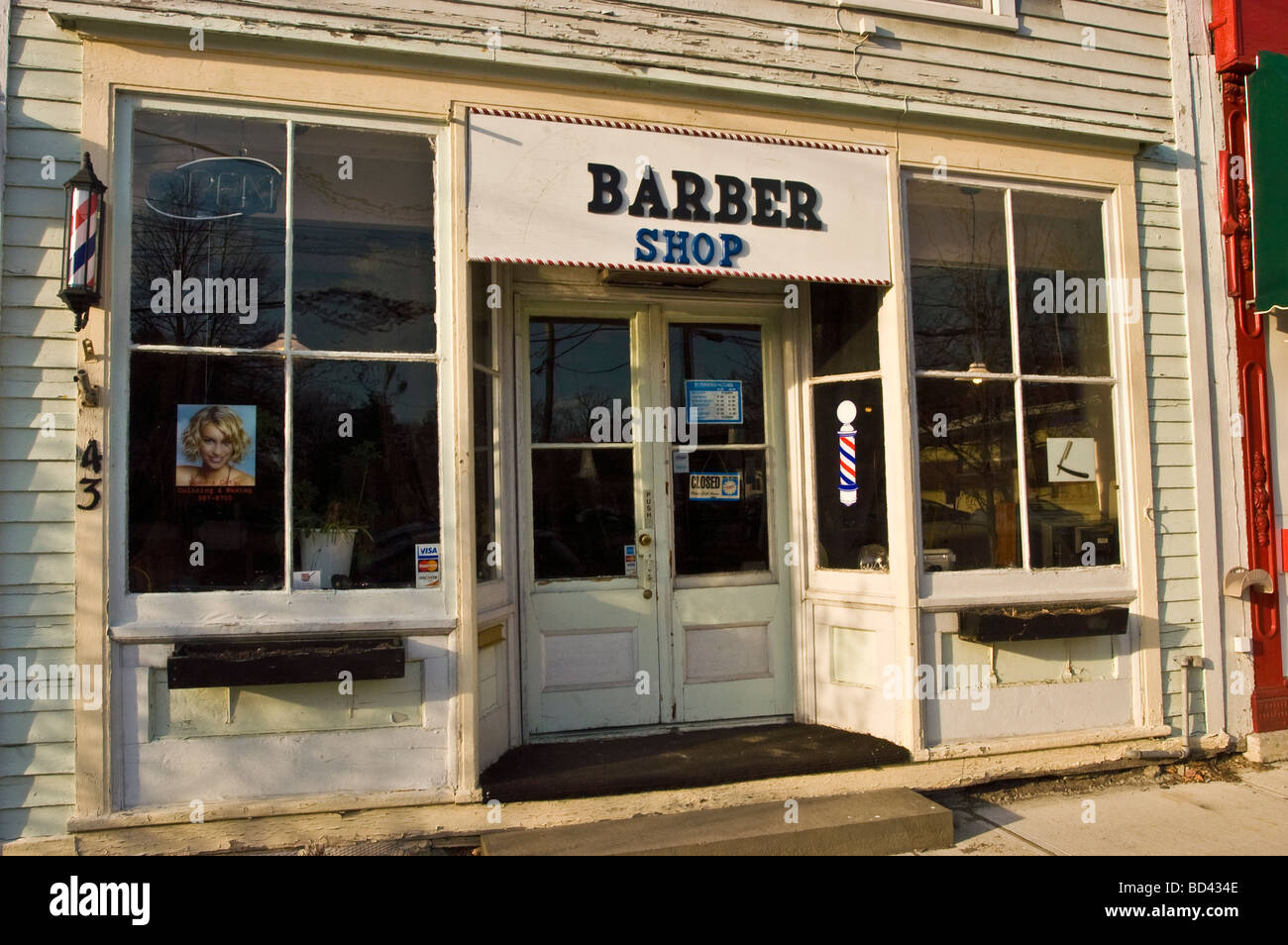 Barber Shop, Trumansburg, Region der Finger Lakes, New York, NY, USA, USA, Vereinigte Staaten Stockfoto