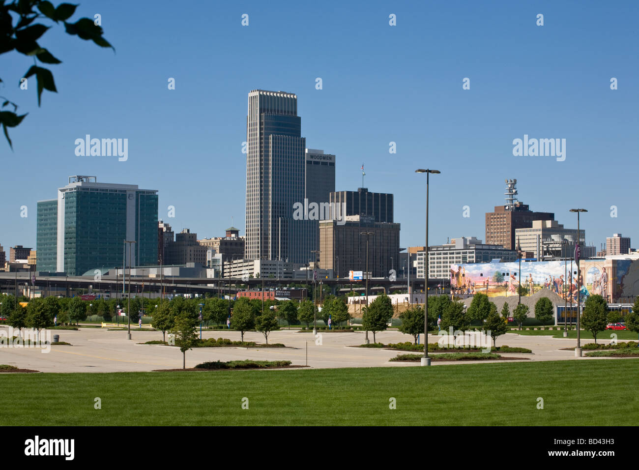 Skyline von Omaha Nebraska Stockfoto