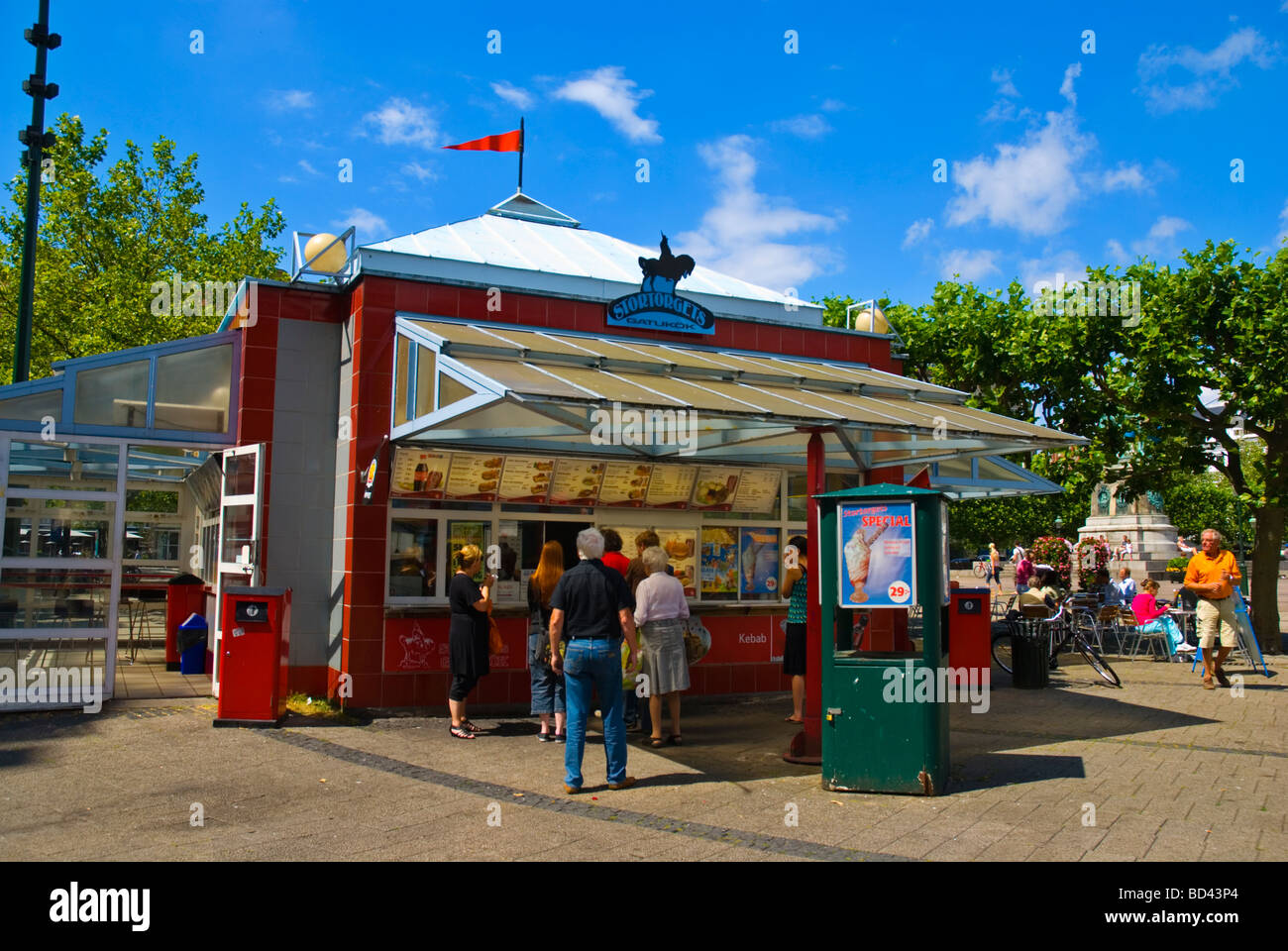 Fastfood-Restaurant am Platz Stortorget in Malmö Skåne Schweden Europa Stockfoto