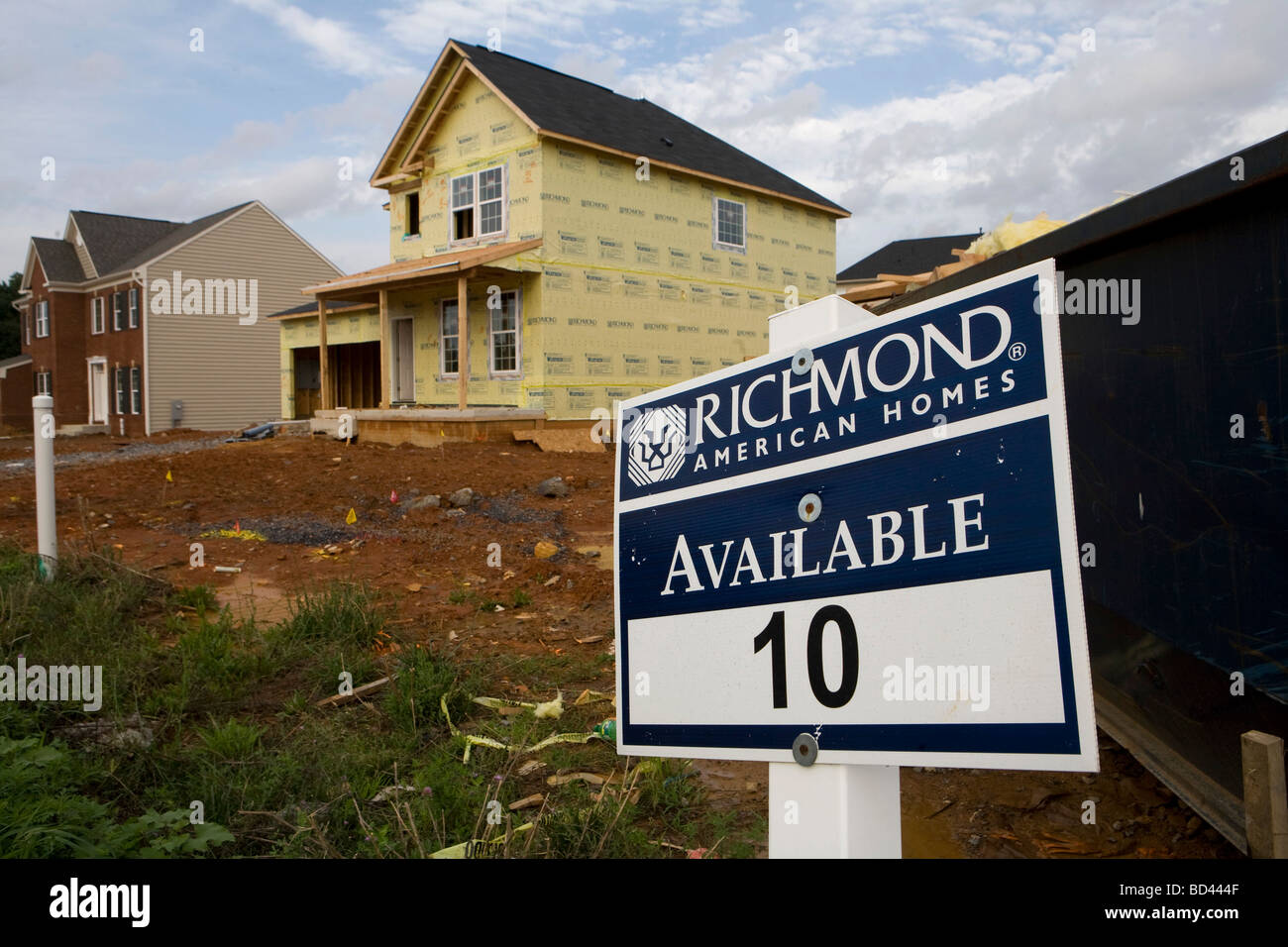 31. Juli 2009 – Winchester, Virginia – Wohnsiedlung Bau- und Einheiten zum Verkauf in eine nördliche Virginia Gehäuse Kom Stockfoto