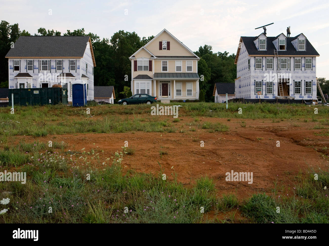 31. Juli 2009 – Charles Town, WV-Wohnsiedlung Bau- und Einheiten zum Verkauf in West Virginia Gehäuse Gemeinschaft. Stockfoto
