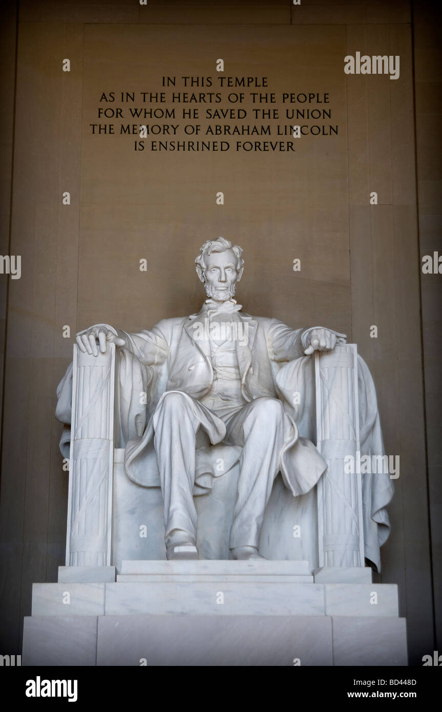 Statue von Abraham Lincoln am Lincoln Memorial in Washington, D.C. Stockfoto