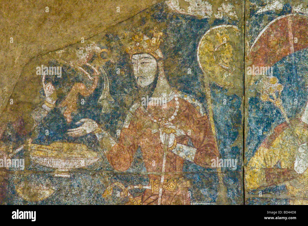 Fresken aus alten sogdischen Penjikent am National Museum of Antiquities in Duschanbe Tadschikistan Stockfoto