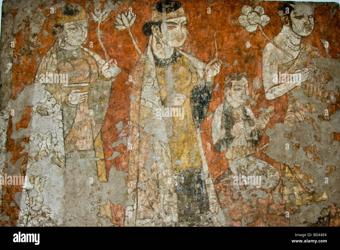 Fresken aus alten sogdischen Penjikent am National Museum of Antiquities in Duschanbe Tadschikistan Stockfoto