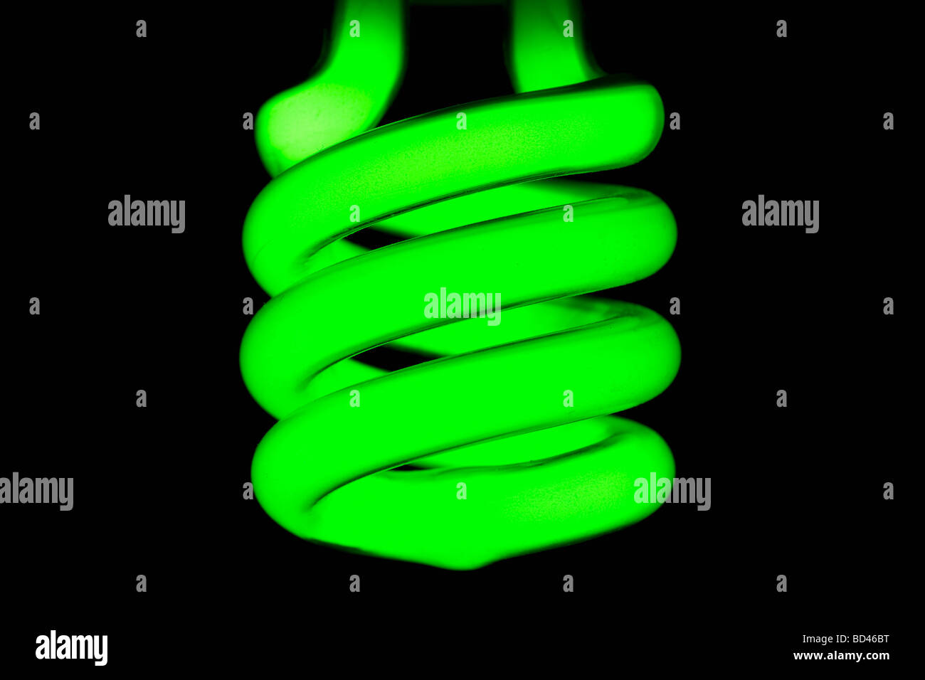 Nahaufnahme eines grünen Leuchtstoffröhre Stockfoto
