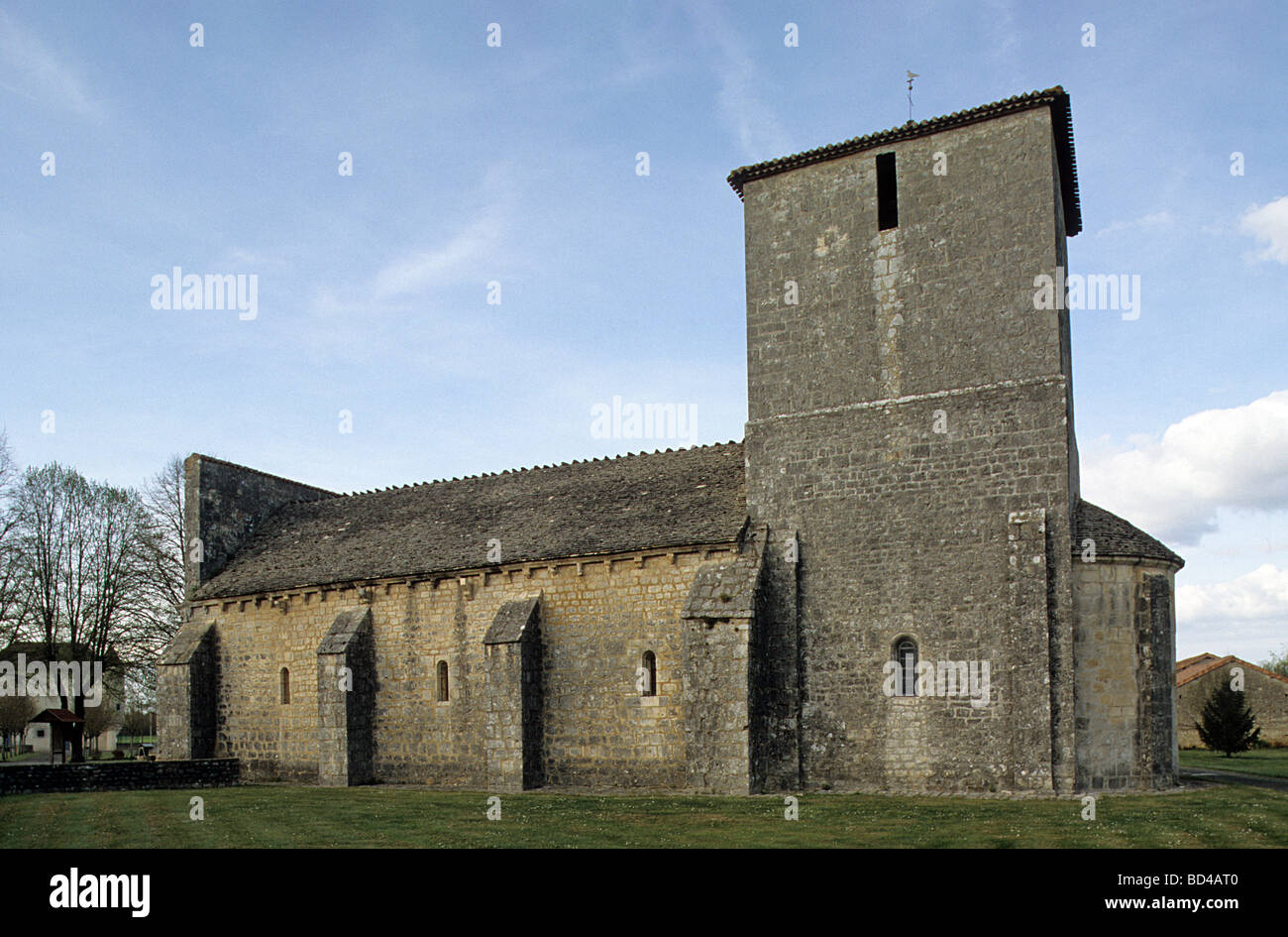 La Rochette, Charente, France, C12 Church of St Sebastien Stockfoto