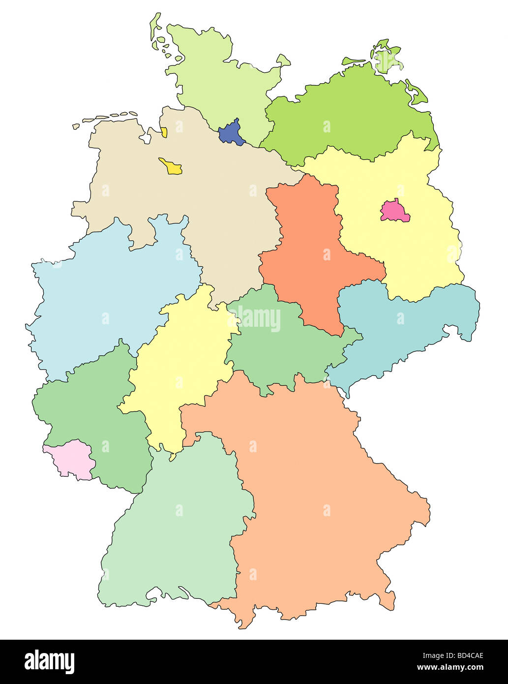 Deutschland Karte mit Staaten Stockfotografie Alamy