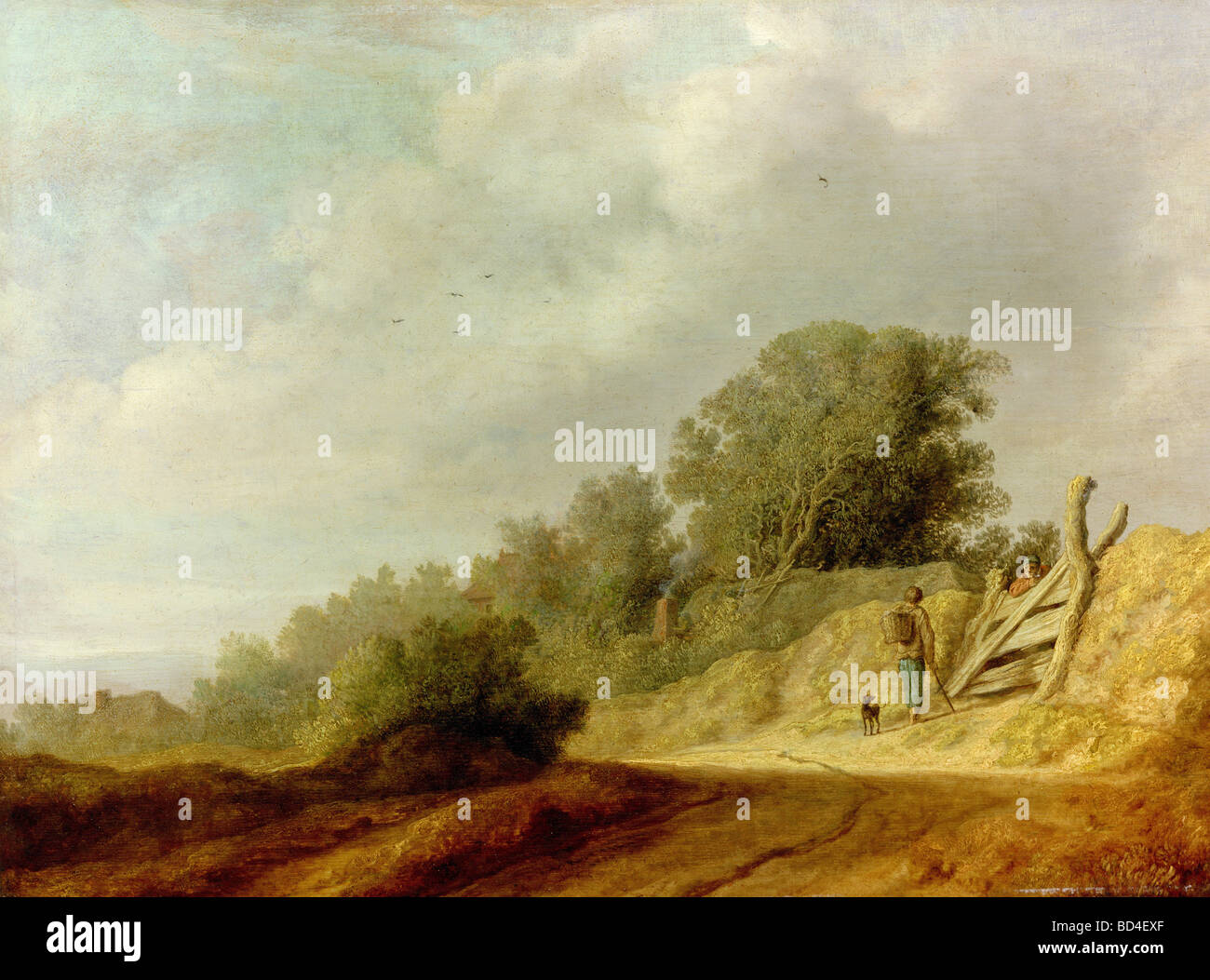 Bildende Kunst, Ruysdael, Salomon, (ca. 1600-1670), Malerei, "Landschaft mit Weg", National Gallery, Prag, Tschechische Republik, Stockfoto