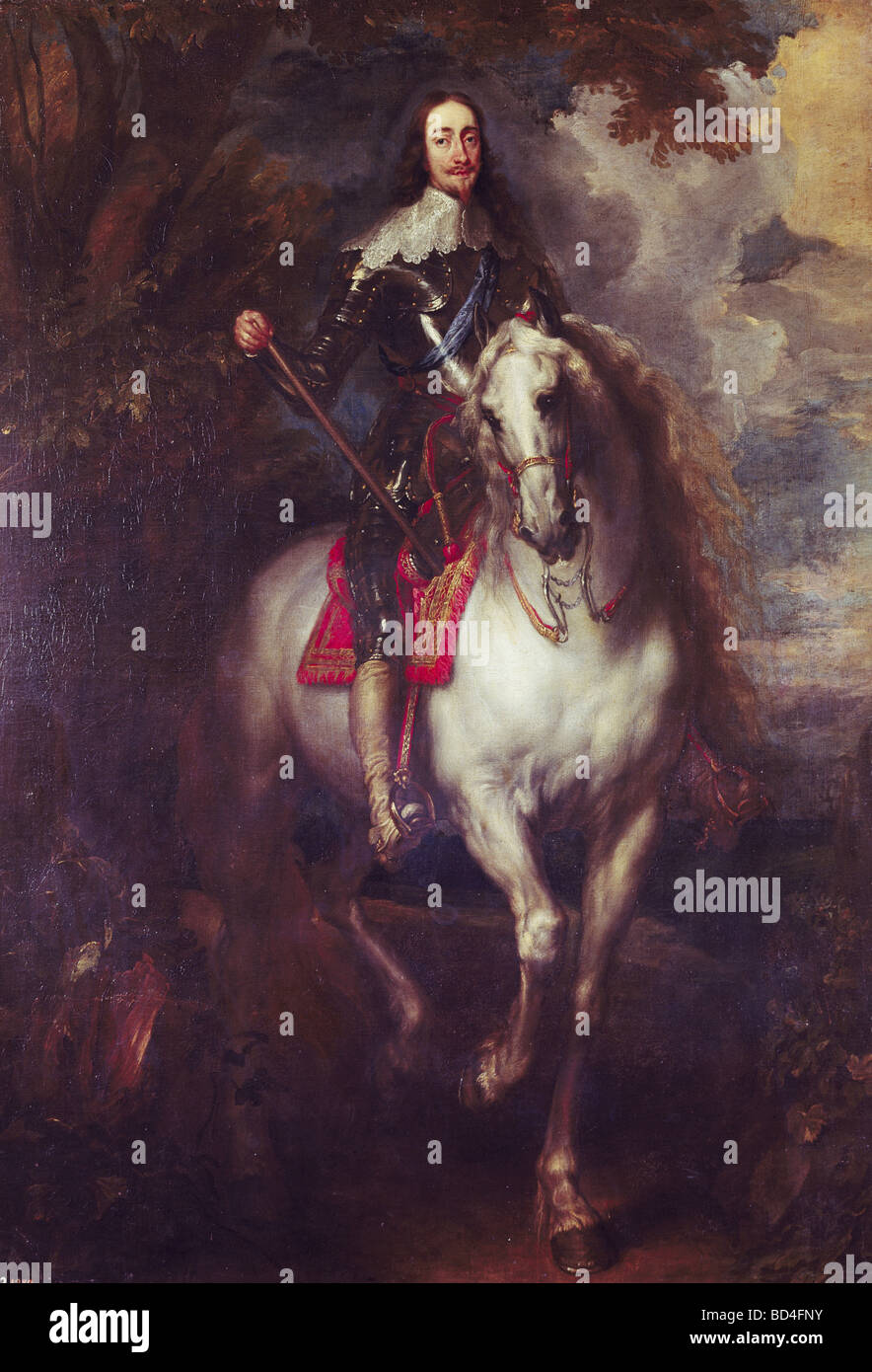 Charles I, 19.11.1600 - 30.1.1649, König von England, Schottland und Irland 1625 - 1649, volle Länge, Reiten, Gemälde von Anthony van Dyck (1599 - 1641), Museo del Prado, Madrid, Artist's Urheberrecht nicht gelöscht werden Stockfoto