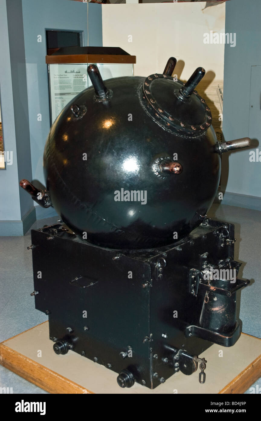 Großen naval mine im Maritime Museum of Atlantic, Halifax, Nova Scotia, Kanada Stockfoto