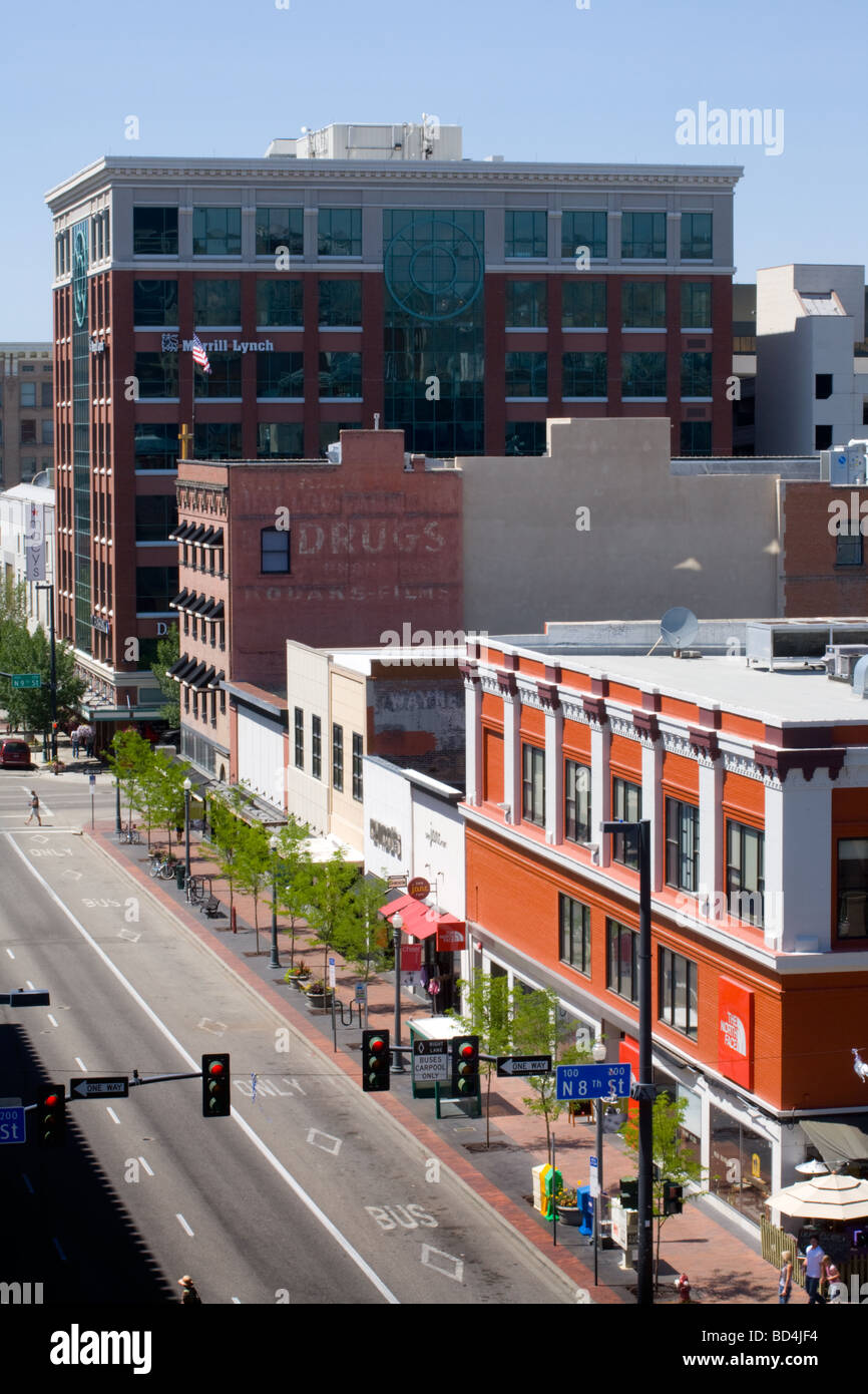 Geschäft Bezirk Innenstadt von Boise, Idaho Stockfoto