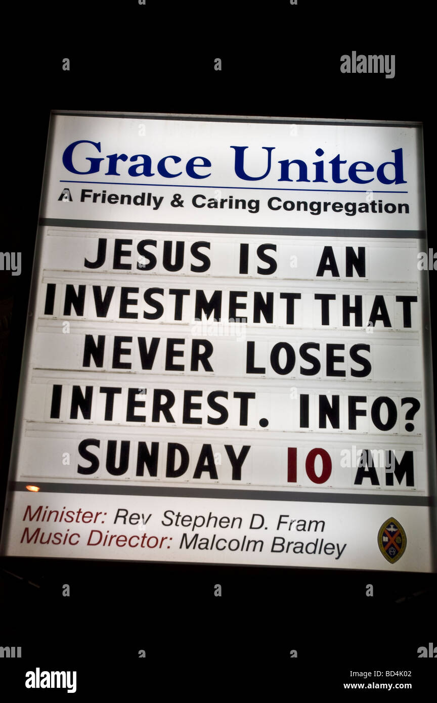 Jesus ist Investition, der nie Interesse anmelden Grace United Church in Dartmouth, Halifax, Nova Scotia, Kanada, Religion verliert, Stockfoto