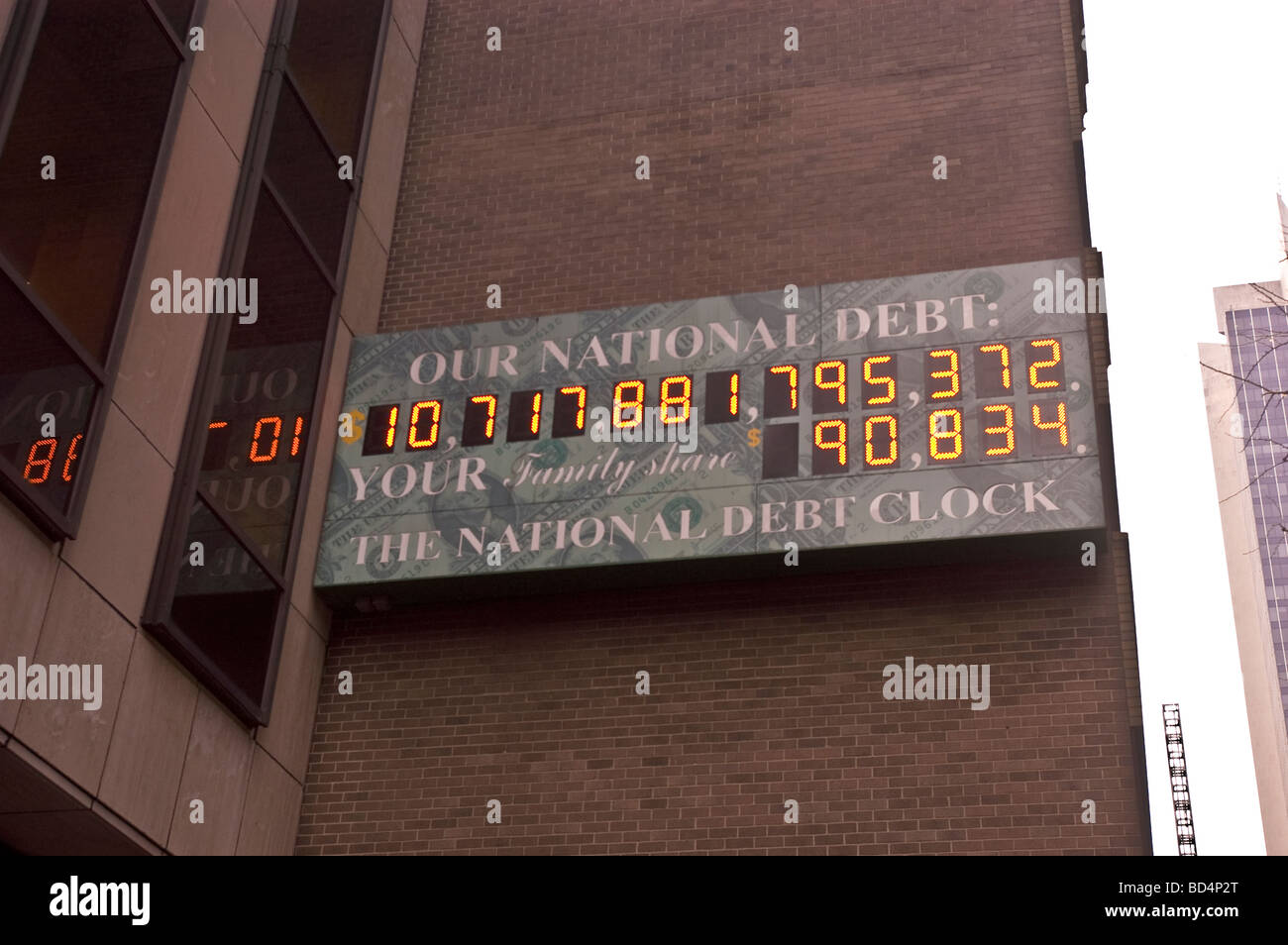 Unsere National Debt Clock, Manhattan, New York City, USA Stockfoto