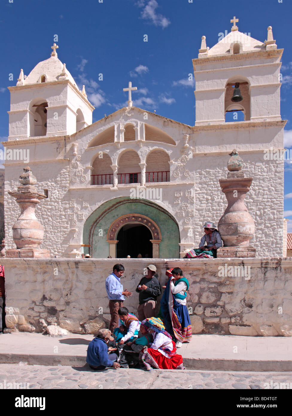 Kirche von Maca, in der Nähe von Colca Canyon, Peru, Südamerika Stockfoto