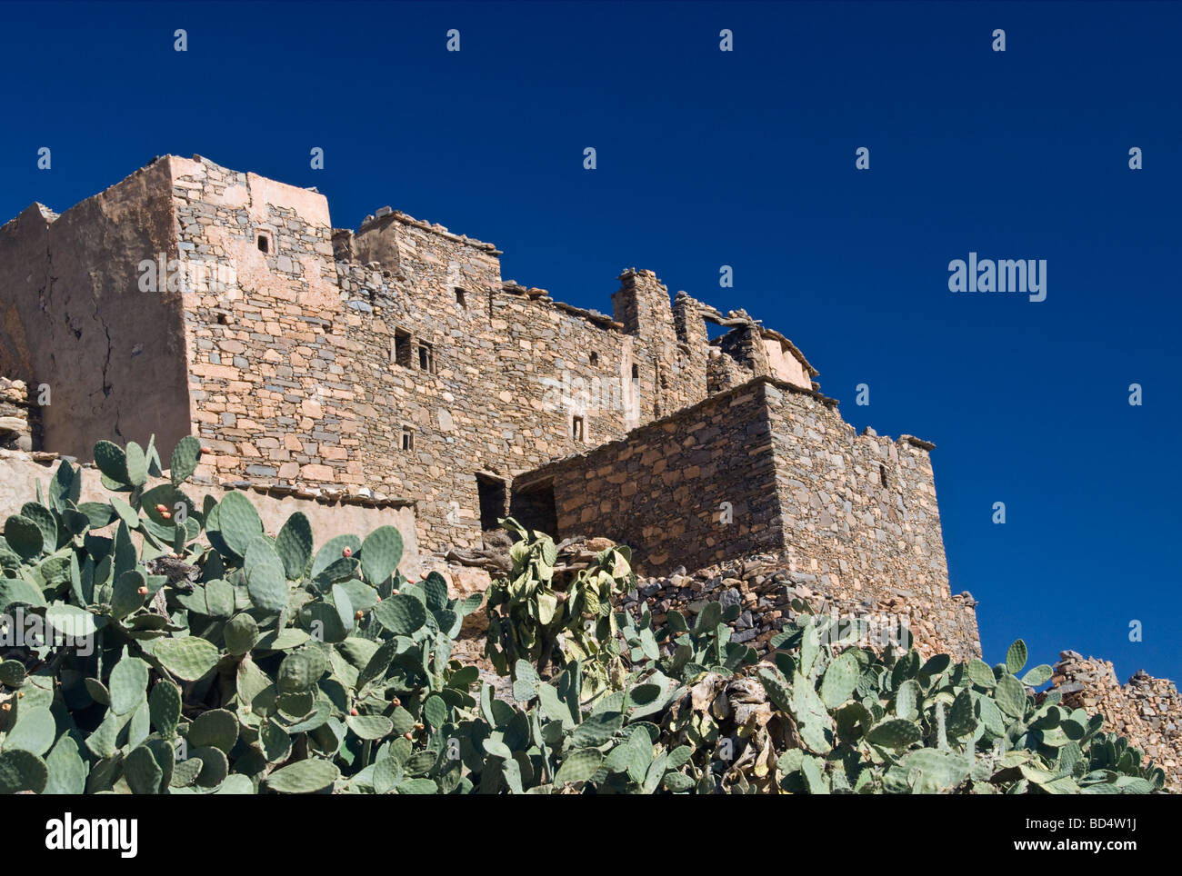 Steinhaus in der Nähe von Tizergane, Anti-Atlas, Marokko Stockfoto