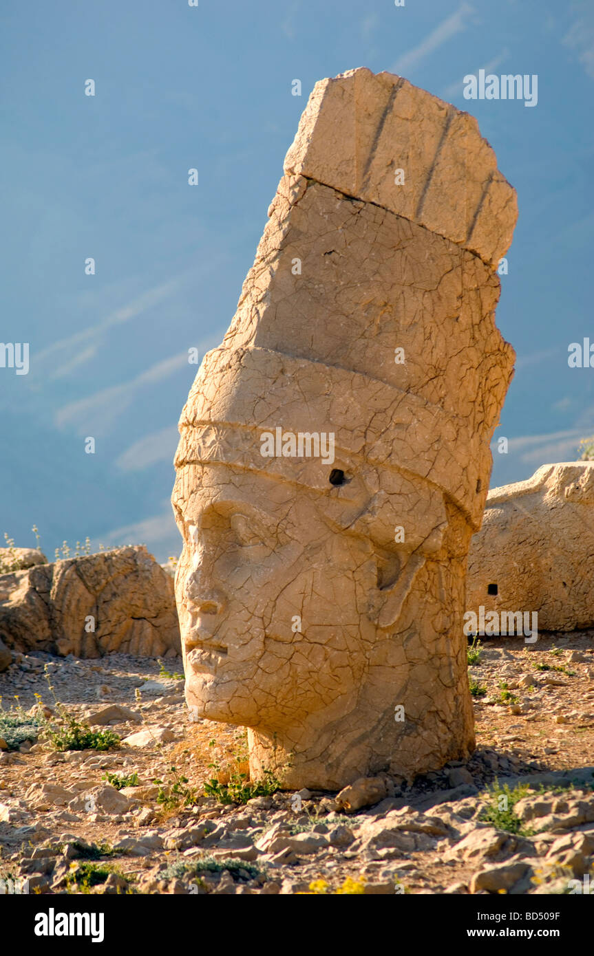 Geschnitzter Steinkopf am Nemrut Berg Stockfoto